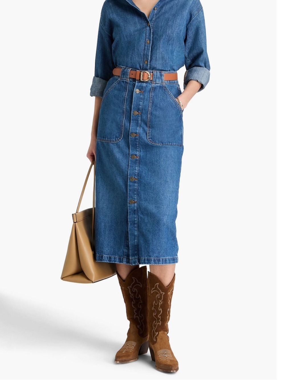 FRAME Modern Pocket Midi Skirt in October
